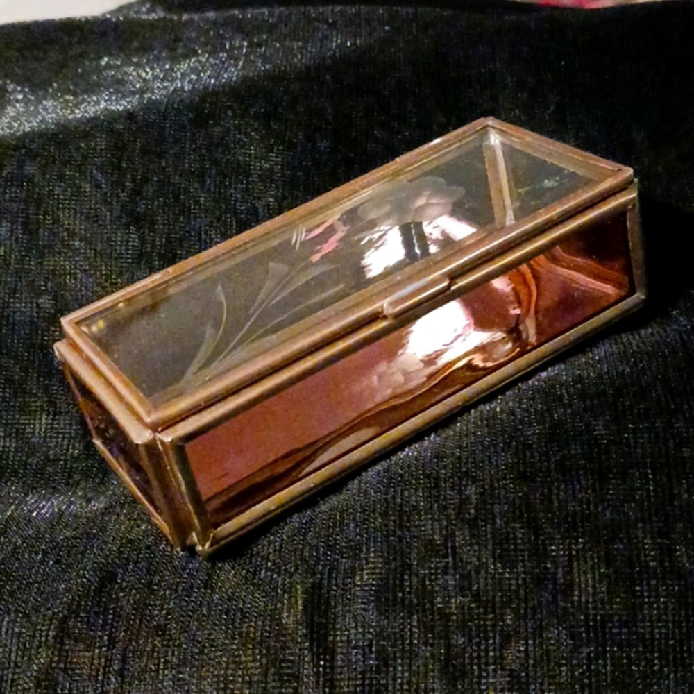 Purple Glass Box, Mirrored and Etched